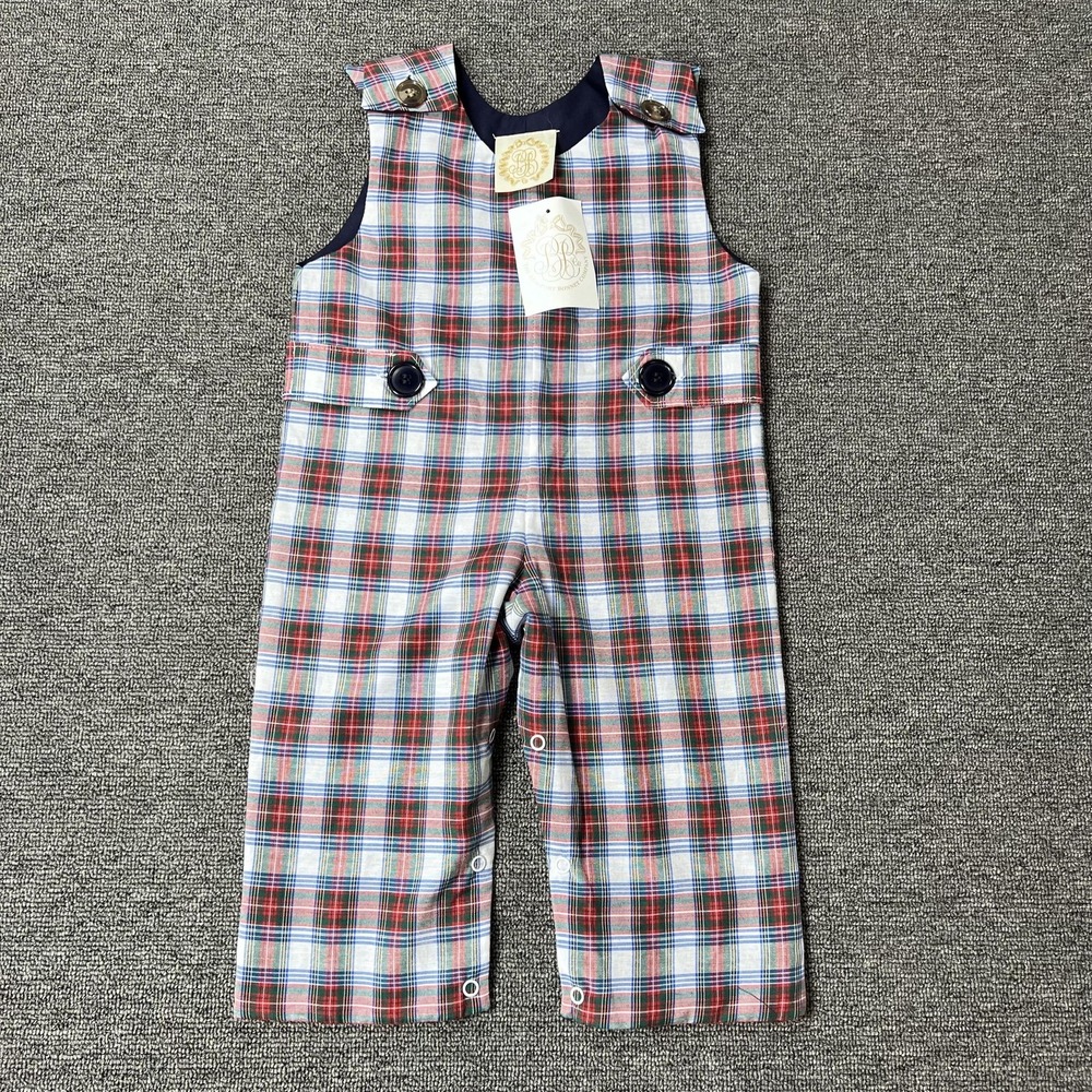 The Beaufort Bonnet Company Overalls Boys 6-12 M Plaid Button Longall Pockets